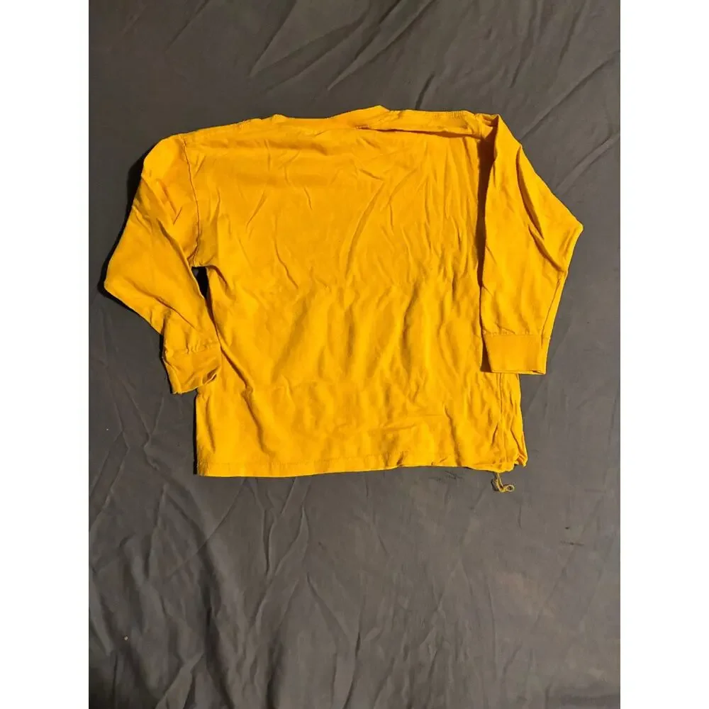 CAT Long Sleeve Shirt Unisex XS A Little Dirt Never Hurt Yellow Graphic Workwear - Picture 2 of 4